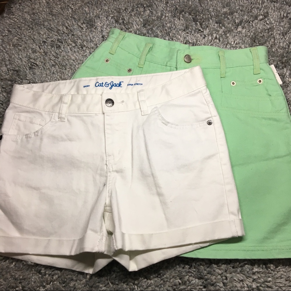 White shorts and green skort